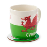 Welsh Mug and Coaster Set|Set Mwg a Mat Diod Cymru