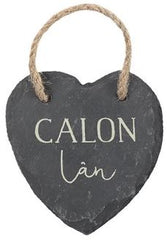 Small Welsh Slate Hanging Heart - Calon Lân|Calon Lân