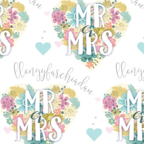 Llongyfarchiadau Mr & Mrs Wrapping Paper | Papur Lapio Llongyfarchiadau Mr & Mrs