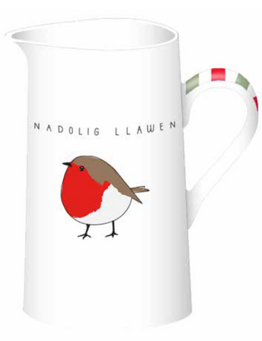 Nadolig Llawen Plump Robin Jug |Jwg Robin Goch Nadolig Llawen