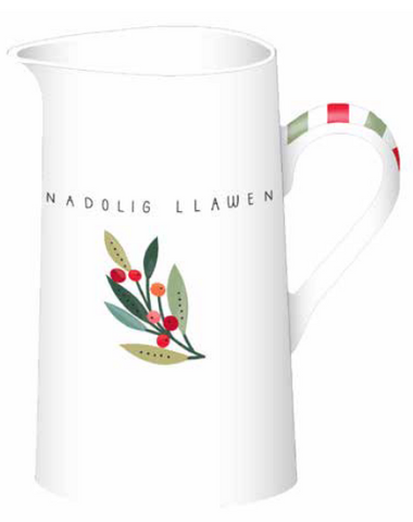 Nadolig Llawen Sprig and Berries Jug |Jwg Nadolig Llawen