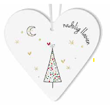 Nadolig Llawen Hanging Ceramic Decoration|Addurn Nadolig Llawen