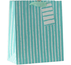 Aqua Stripe Medium Gift Bag | Bag Anrheg Streipiog