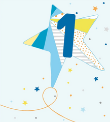 1st Birthday Card (Blue Star)|Penblwydd Cyntaf (Seren Las)
