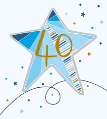40th Birthday Card (Blue Star)|Penblwydd 40 (Seren Las)