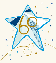60th Birthday Card (Blue Star)|Penblwydd 60 (Seren Las)