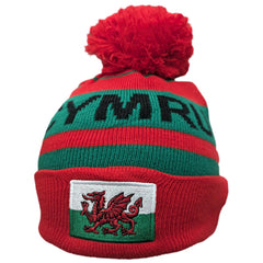 Red Cymru Bobble Hat|Het Gynnes Cymru (Coch)