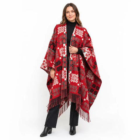 Welsh Red Tapestry Serape|Siôl Patrwm Carthen Coch