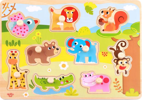 Wooden Animal Peg Puzzle|Jigsô Peg Anifeiliaid