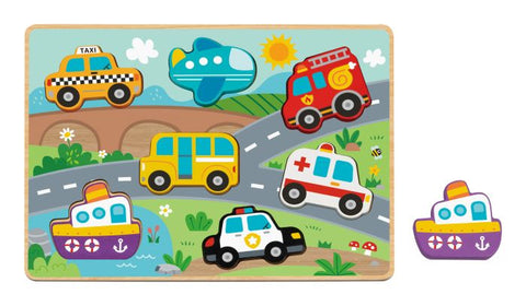 Wooden Transportation Chunky Puzzle|Jigsô Pren - Cludiant