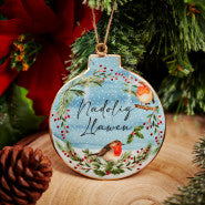 Welsh Robin Metal Bauble|Addurn Nadolig Llawen