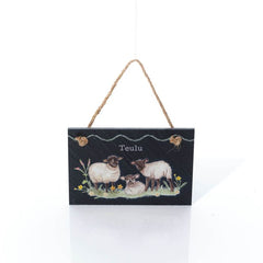 Sheep Family 'Teulu' Slate Hanger|Addurn Llechan Teulu