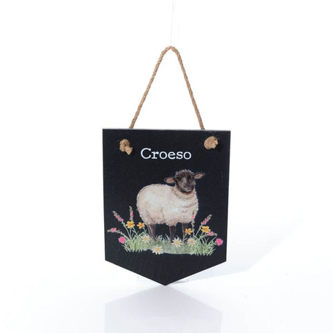 Croeso Pennant Slate Hanger|Addurn Llechan Croeso