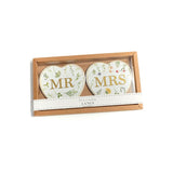Set of 2 Heart Ceramic  Mr & Mrs Coaster|Set Mat Diod Mr & Mrs