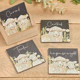 Cariad Sheep Floral Coaster|Mat Diod Cariad (Defaid)