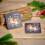 Set o Ddau Mat Diod Llechan Nadolig Llawen, 7XA403