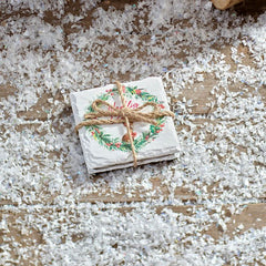 Nadolig Llawen 2pk Slate Woodland Coasters |Matiau Diod Llechen Nadolig Llawen