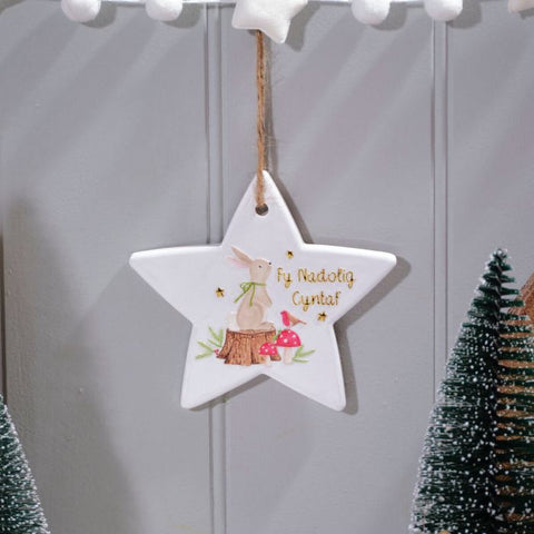Fy Nadolig Cyntaf Ceramic Hanging Decoration|Addurn Fy Nadolig Cyntaf