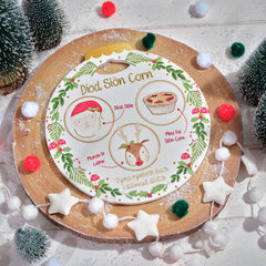 Welsh Treat Plate for Santa and Rudolph|Trîts Sion Corn