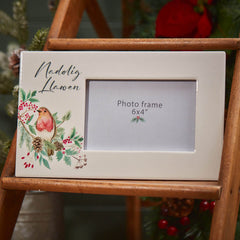 Welsh Christmas Robin Photo Frame|Ffrâm Nadolig Llawen Robin Goch