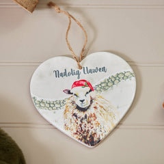 Nadolig Llawen Hanging Sheep Heart|Calon Dafad Nadolig Llawen