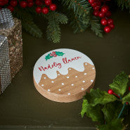 Welsh Christmas Pudding Coaster|Mat Diod Nadolig Llawen