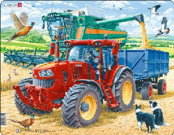 Cool Tractor and Combine Harvester ar=t Work Jigsaw|Jig-so Tractor Cwl a Chombein yn Cynhaeafu