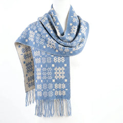 Welsh Blue Tapestry Scarf|Sgarff Cynllun Carthen Glas