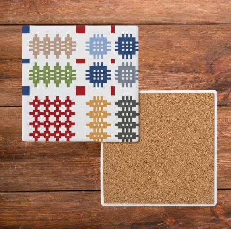 Multi Coloured Tapestry Print Coaster|Mat Diod Carthen Amryliw