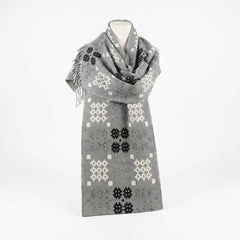 Welsh Grey Tapestry Scarf|Sgarff Cynllun Carthen Llwyd