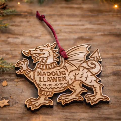 Welsh Dragon Christmas Decoration|Addurn Nadolig Llawen Draig