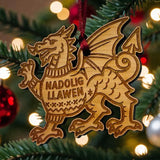 Welsh Dragon Christmas Decoration|Addurn Nadolig Llawen Draig
