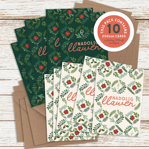 Nadolig Llawen Mini Card (Pack)|Pecyn o gardiau Nadolig Llawen