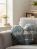 Mam Heart Shaped Wool Touch Embroidered Cushion|Clustog Siap Calon Mam