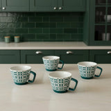 Teal Welsh Tapestry Design Ceramic Mug | Mwg Seramig Carthen