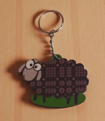 Black Welsh Tapestry Keyring|Cylch Allweddi Dafad Ddu