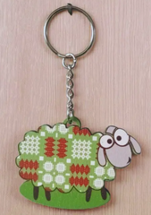 Green Welsh Tapestry Keyring|Cylch Allweddi Dafad (Gwyrdd)