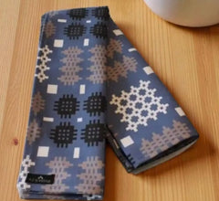 Blue Welsh Tapestry Design Cotton Tea Towel|Llian Sychu Llestri Carthen Glas