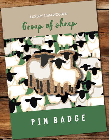 Group of Sheep Pin Badge|Bathodyn Pin Defaid