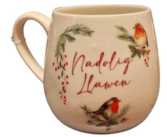 Nadolig Llawen Robin Mug|Mwg Nadolig Llawen Robin Goch