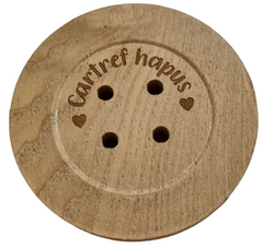 'Cartref Hapus' Button Coaster|Mat Diod Botwm 'Cartref Hapus'