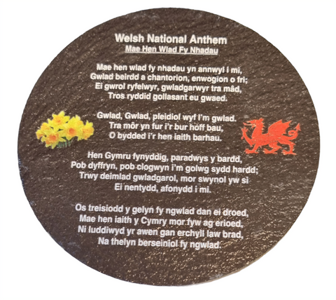 Slate Welsh Anthem Coaster|Mat Diod Llechan Anthem Cymru