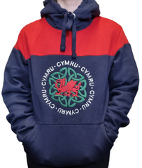 Cymru Celtic Red and Navy Hoody|Hwdi Celtaidd Cymru Coch a Nefi