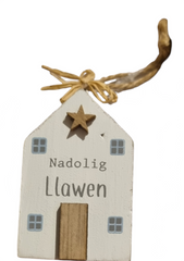 White Nadolig Llawen House Hanger |Addurn Tŷ Nadolig Llawen (Gwyn)