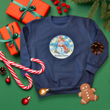 Snowman Nadolig Llawen Sweatshirt (Kids)|Siwmper Nadolig Llawen Dyn Eira (Plant)