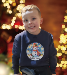 Snowman Nadolig Llawen Sweatshirt (Kids)|Siwmper Nadolig Llawen Dyn Eira (Plant)