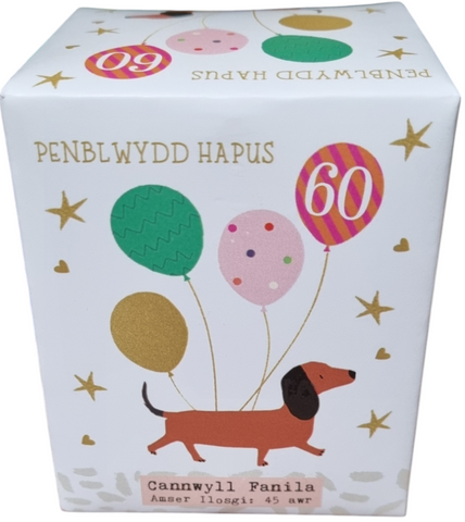 Penblwydd Hapus 60 Candle|Cannwyll Penblwydd Hapus 60