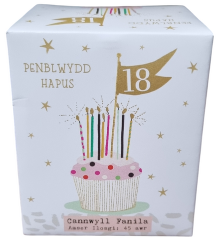 Penblwydd Hapus 18 Candle|Cannwyll Penblwydd Hapus 18