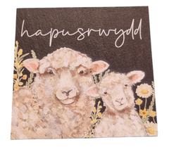 Hapusrwydd Sheep Floral Coaster|Mat Diod Hapusrwydd (Defaid)