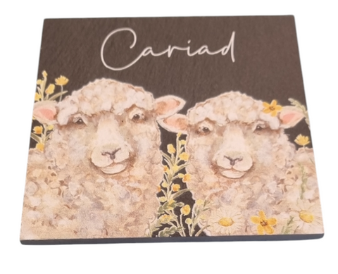 Cariad Sheep Floral Coaster|Mat Diod Cariad (Defaid)